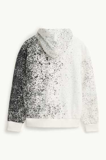 Kinder Jungen - Hoodie - gemustert - weiss / schwarz