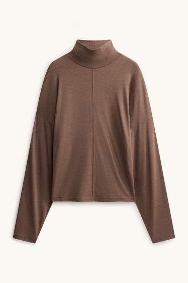 Damen - Langarmshirt - Relaxed Fit - braun