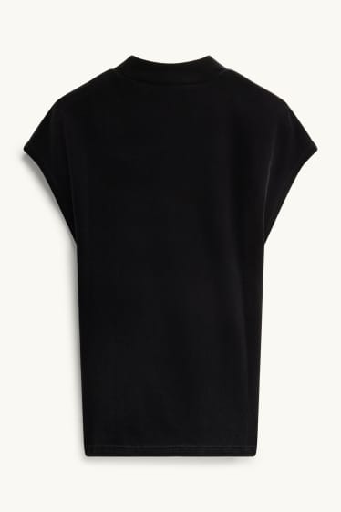 Femei - Tricou din catifea - relaxed fit - negru