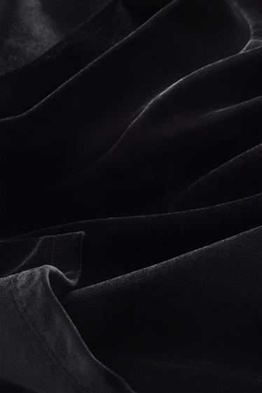 Femei - Tricou din catifea - relaxed fit - negru