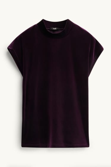 Femei - Tricou din catifea - relaxed fit - violet