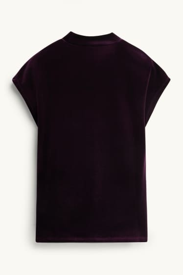 Femei - Tricou din catifea - relaxed fit - violet