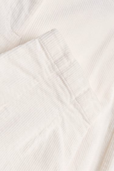 Dámské - Manšestrové kalhoty - high waist - barrel leg - LYCRA ® - krémově bílá