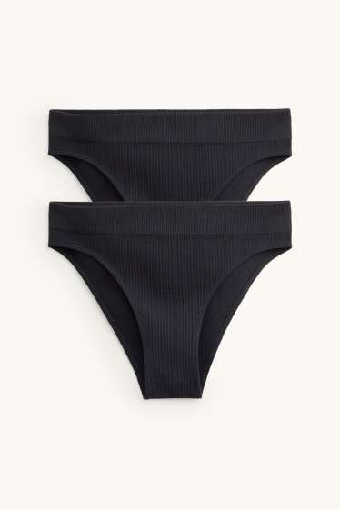 Dona - Paquet de 2 - calces - acanalades - seamless - negre