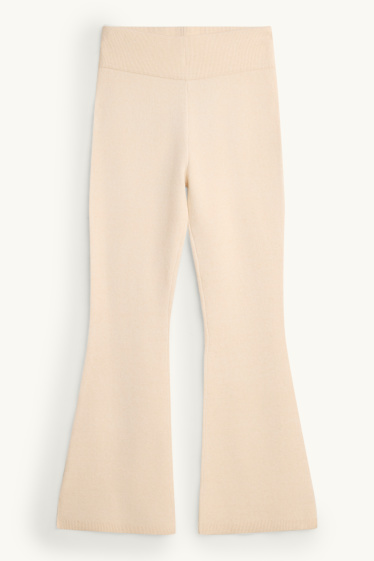 Women - Knitted joggers - creme