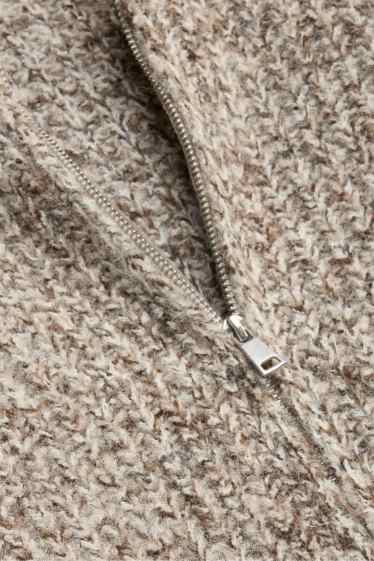 Femei - Cardigan tricotat - reiat - bej melanj
