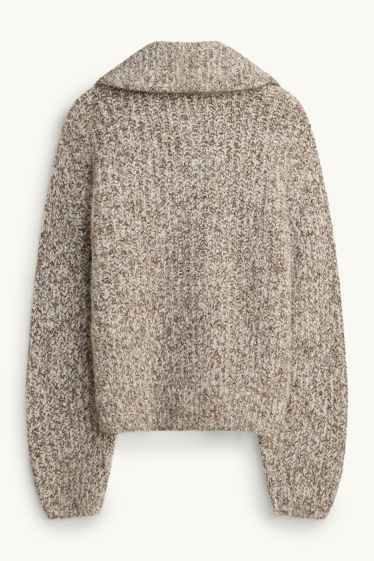 Femei - Cardigan tricotat - reiat - bej melanj