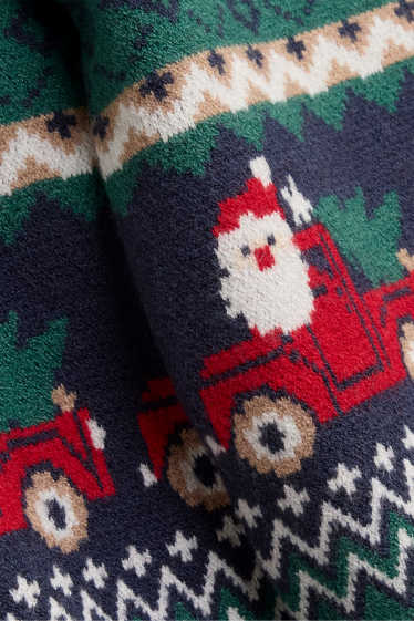 Kinderen: jongens - Zuurstok en peperkoekmannetje - kersttrui - donkergroen / donkerblauw