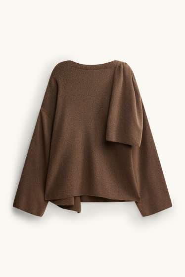 Femmes - Pull - look 2-en-1 - marron