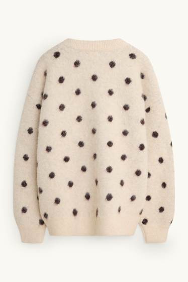 Damen - Pullover - gepunktet - braun / cremeweiß