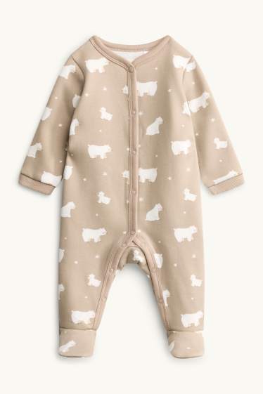 Unisex - Os polar i estrelles - pijama per a nadó - interior de pelfa - beix