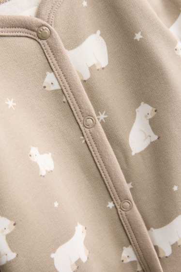 Unisex - Os polar i estrelles - pijama per a nadó - interior de pelfa - beix