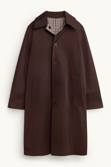 Femmes - Manteau réversible - à carreaux - marron / rouge foncé