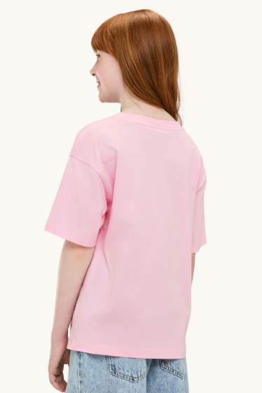 Kinderen: meisjes - KPop Demon Hunters - T-shirt - glanseffect - fuchsiarood