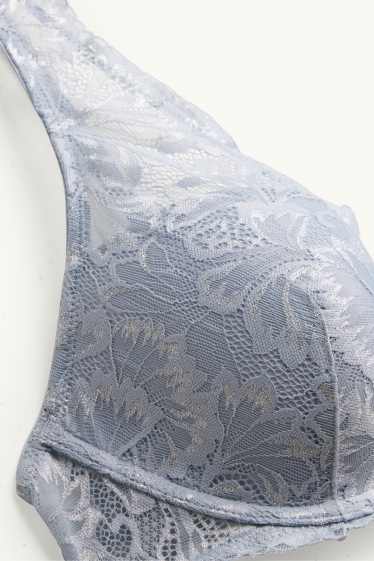 Dames - BH met beugels - PLUNGE - voorgevormd - lichtblauw