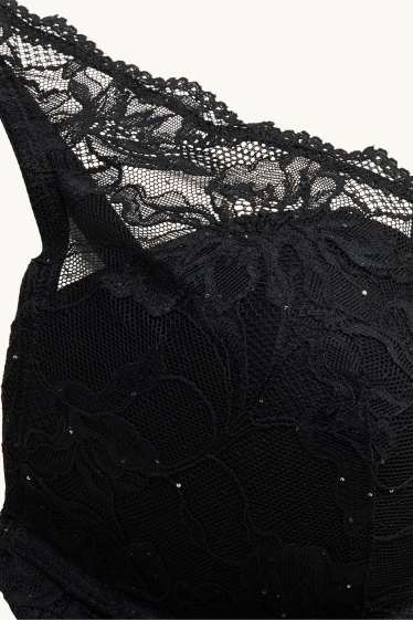Dona - Sostenidors amb cèrcol - PLUNGE - enconxats - efecte brillant - negre
