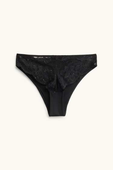 Damen - Slip - Glanz-Effekt - schwarz