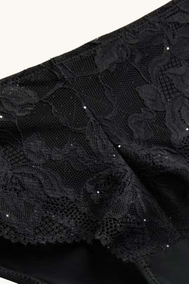 Damen - Slip - Glanz-Effekt - schwarz
