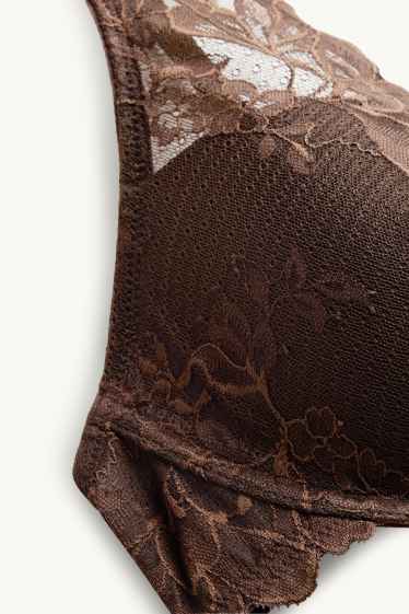 Women - Underwire bra - PLUNGE - padded - dark brown