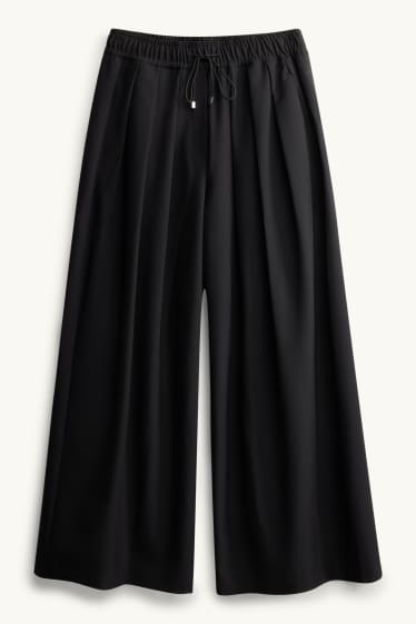 Dames - Pantalon - high waist - wide leg - zwart