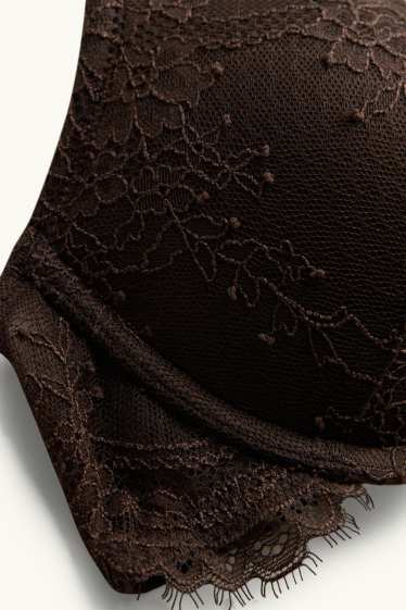 Women - Underwire bra - DEMI - push-up - padded - dark brown