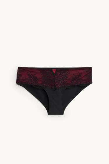 Dames - Hipster - bordeaux / zwart