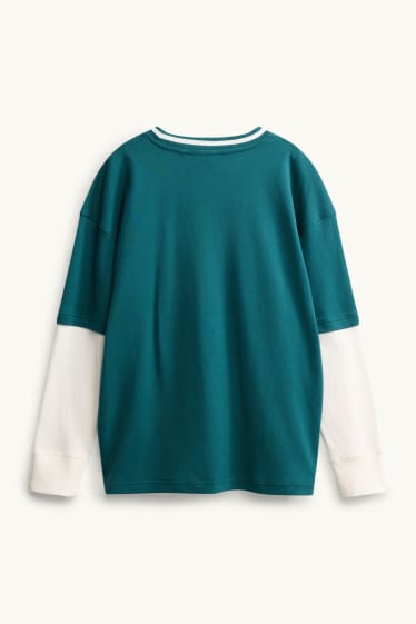 Copii - Băieți - Tricou cu mânecă lungă - relaxed fit - petrol