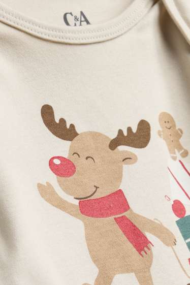 Unisexe - Renne et luge - body de Noël bébé - beige