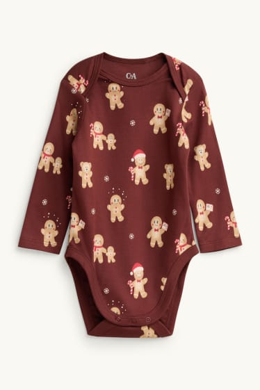 Baby Boys - Gingerbread man - Christmas baby bodysuit - dark red