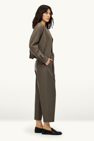 Women - Business trousers - high waist - regular fit - taupe