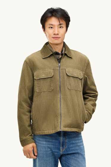 Uomo - Giacca camicia di velluto a coste - kaki