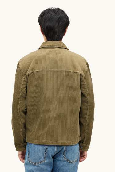 Uomo - Giacca camicia di velluto a coste - kaki