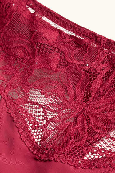 Dames - String - glanseffect - donkerrood