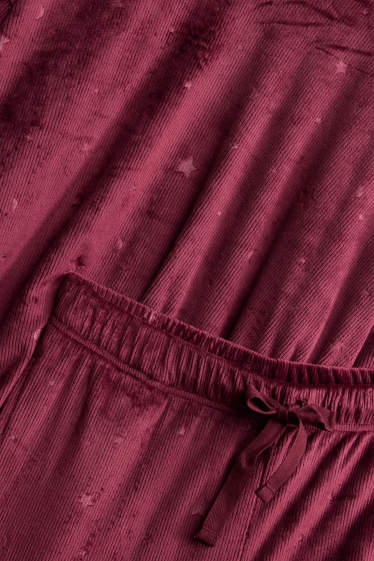 Dames - Pyjama - ribstof - bordeaux