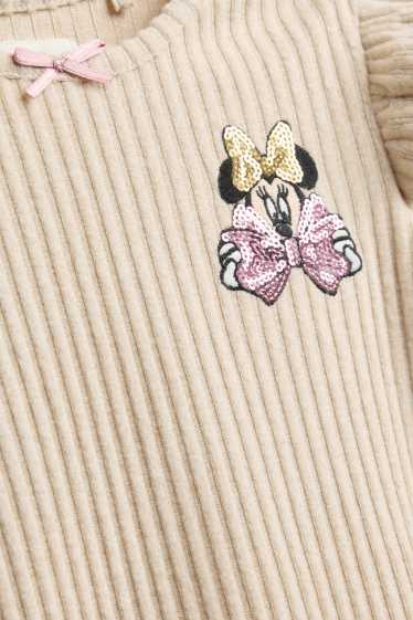 Bambine - Minnie - maglia a maniche lunghe - a coste - effetto brillante - beige