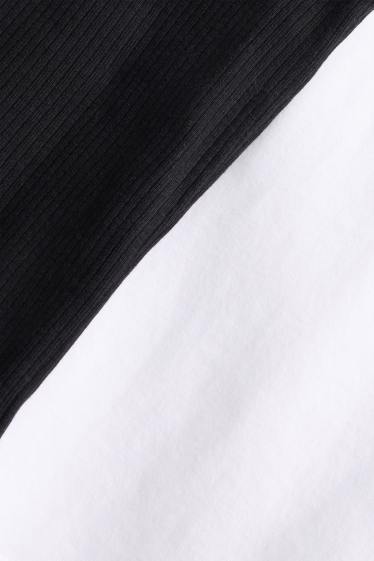 Enfants filles - Lot de 2 - nœud - maillot de corps - finition côtelée - blanc / noir