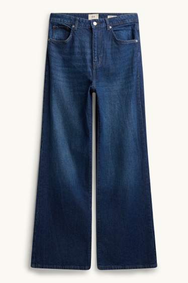 Donna - Jeans a gamba larga - vita alta - jeans blu scuro