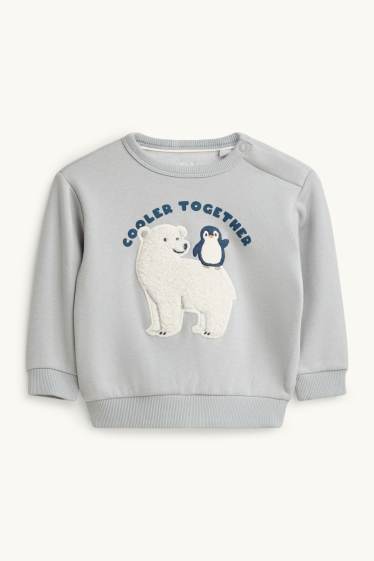 Miminka - chlapci - Lední medvěd a tučňák - outfit pro miminka - 2dílný - modrá / světle modrá
