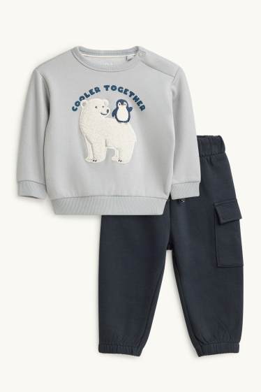 Miminka - chlapci - Lední medvěd a tučňák - outfit pro miminka - 2dílný - modrá / světle modrá