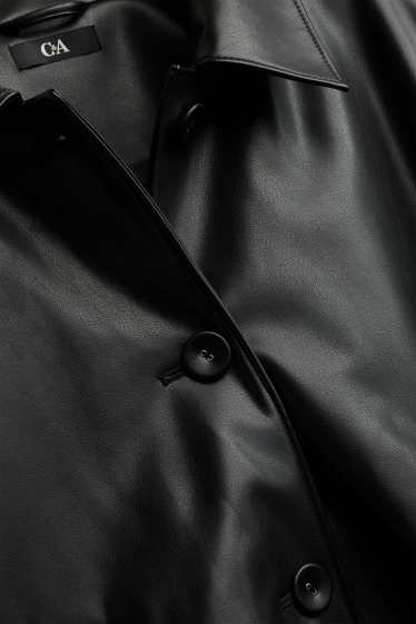 Damen - Jacke - Lederimitat - schwarz