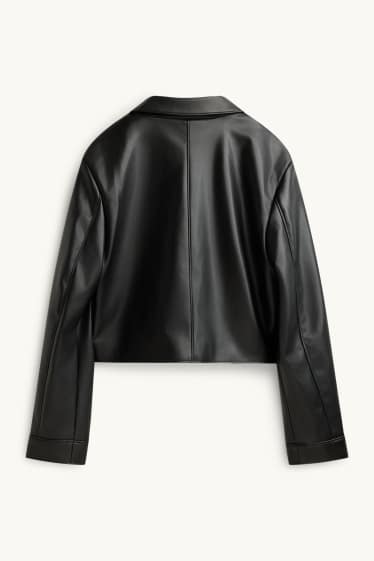 Damen - Jacke - Lederimitat - schwarz
