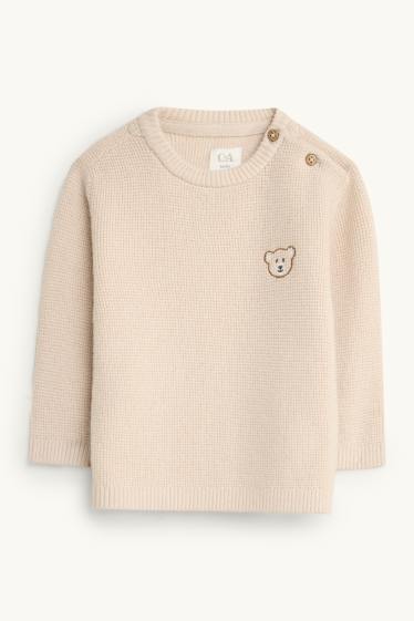 Baby Jungen - Bärchen - Baby-Pullover - strukturiert - hellbeige