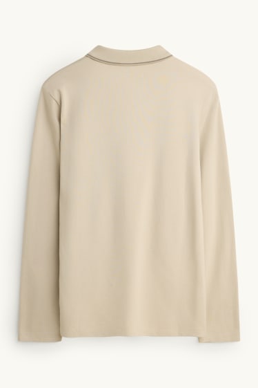 Hommes - Polo à manches longues - slim fit - beige