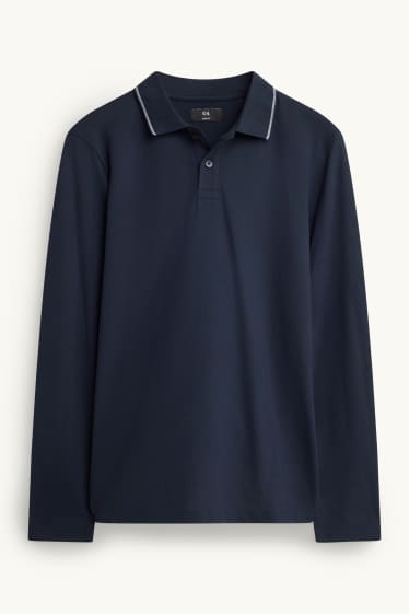 Men - Long sleeve polo shirt - slim fit - dark blue