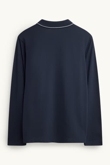 Men - Long sleeve polo shirt - slim fit - dark blue
