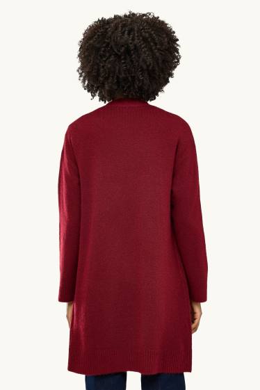 Damen - Lange Strickjacke - bordeaux