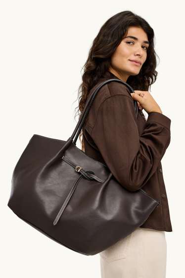 Donna - Shopper grande - similpelle - marrone scuro