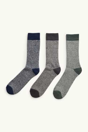 Hommes - Lot de 3 paires - chaussettes - gris chiné