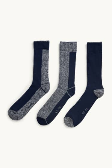 Hommes - Lot de 3 paires - chaussettes - bleu foncé / gris