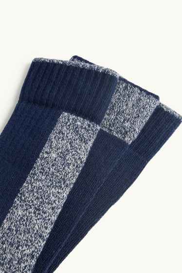 Hommes - Lot de 3 paires - chaussettes - bleu foncé / gris